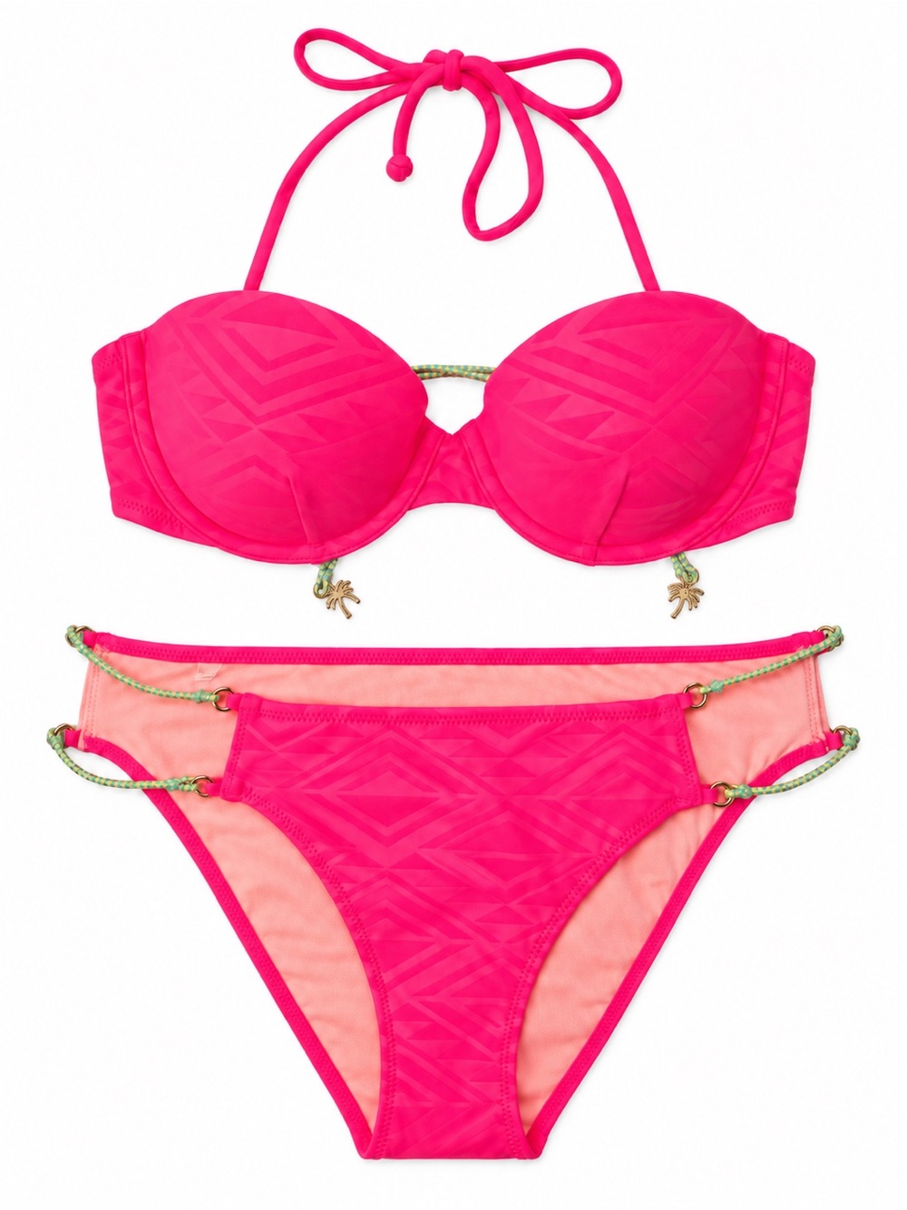 Victoria’s Secret 2015 Neon Pink Convertible Bikini Set 32C Medium